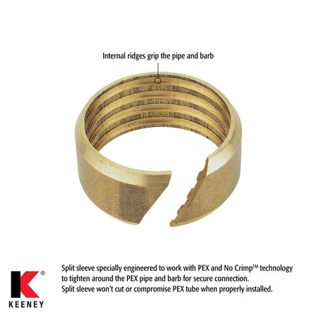 Keeney Mfg Quarter Turn No Crimp PEX Straight Valve, 1/2" Comp PEX x 1/4" O.D. PP2889EZ